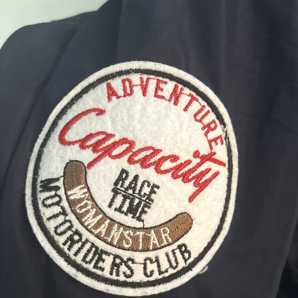 Coca Bella Moto Racing‎ Bomber Jacket – Navy Satin Patch Streetwear Y2K Style - Picture 5 of 12